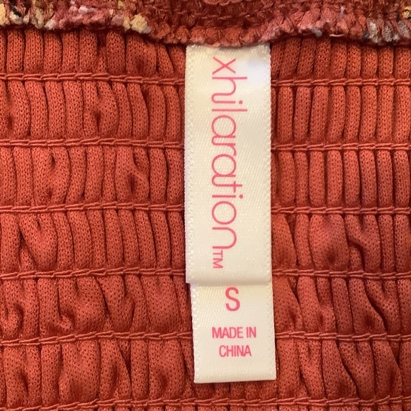 Xhiliration Mini Dress Size Small Spaghetti Straps Orange Floral Print Y2K 90s - Picture 7 of 10